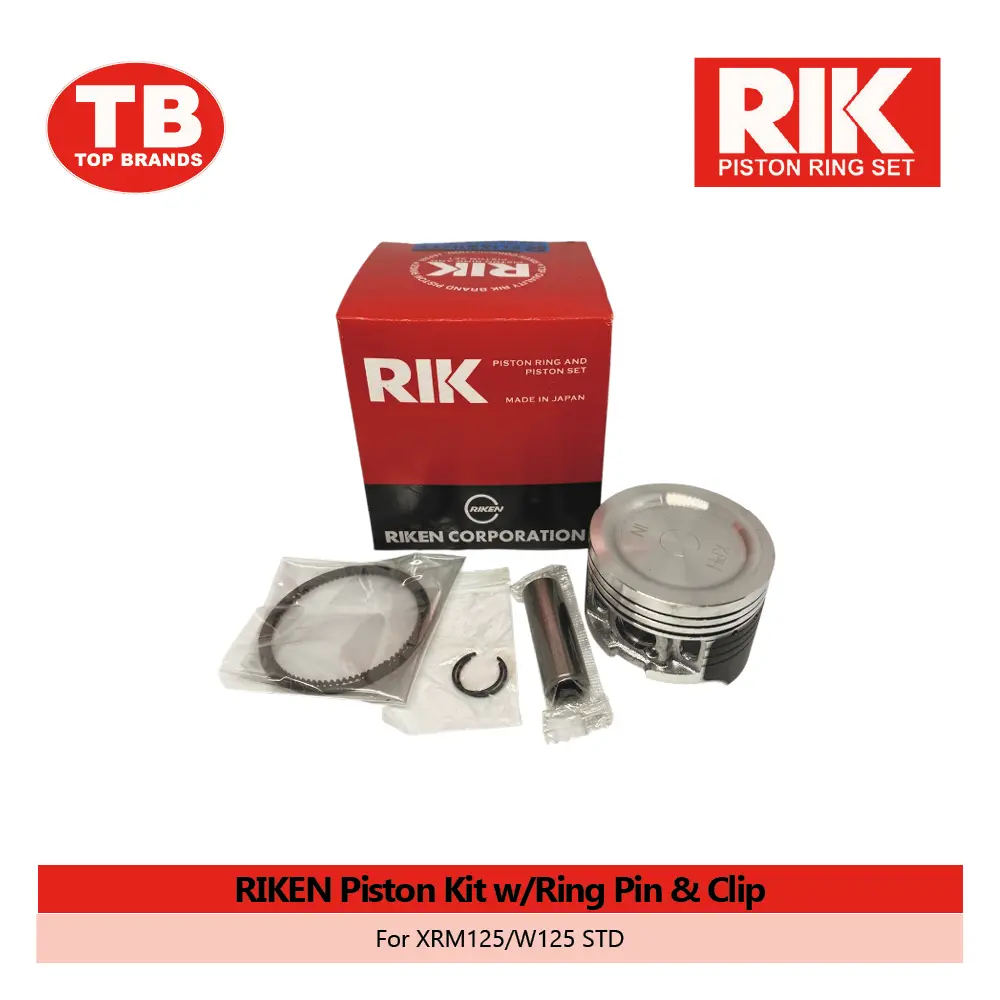 PISTON KIT W/RING PIN & CLIP / W125/XRM125 STD / RIKEN - LZD