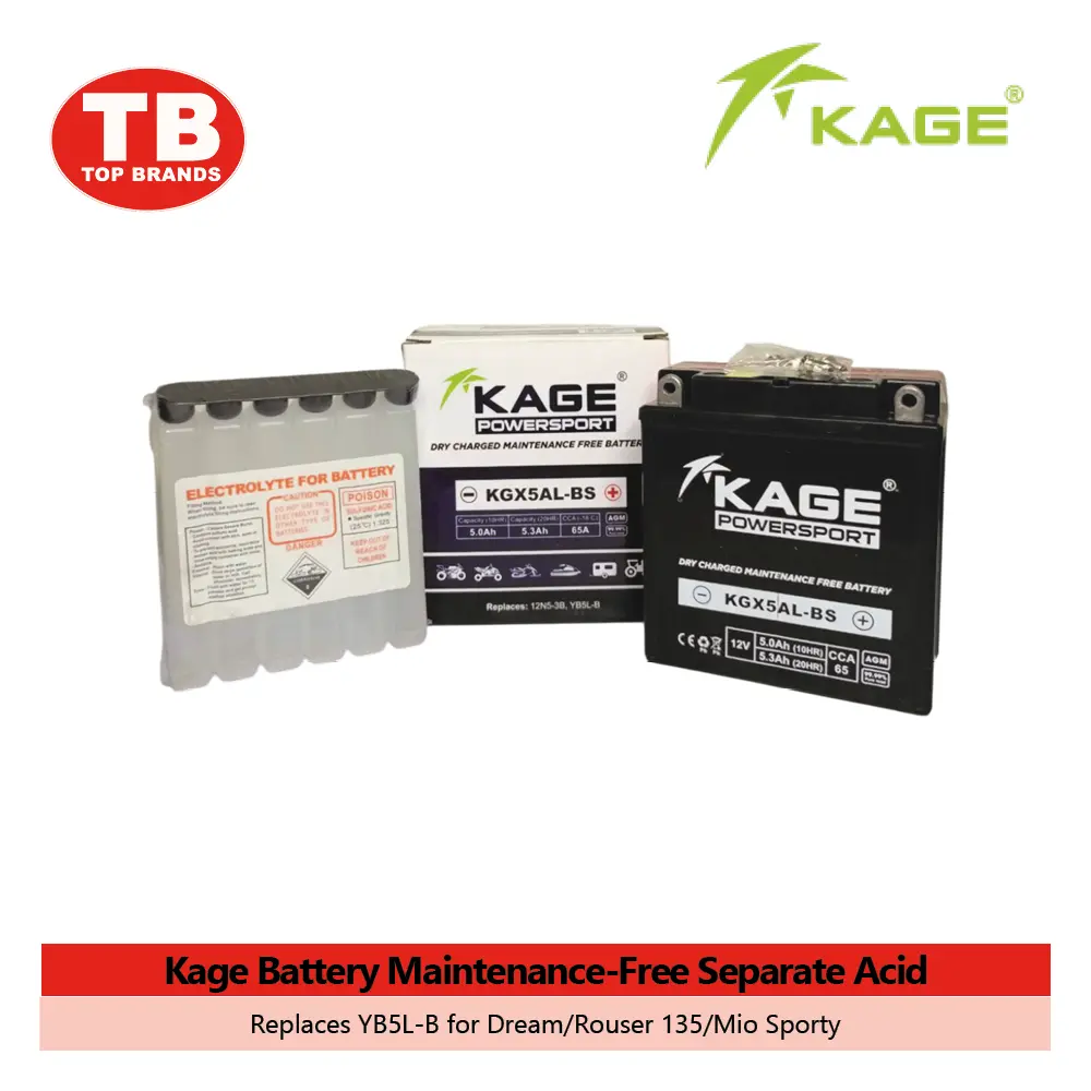 BATTERY MF SEP. ACID / KGX5AL/YB5L-B/ DREAM/ROUSER135/MIO SPORTY / KAGE (10PCS/BOX) - FMV - LZD