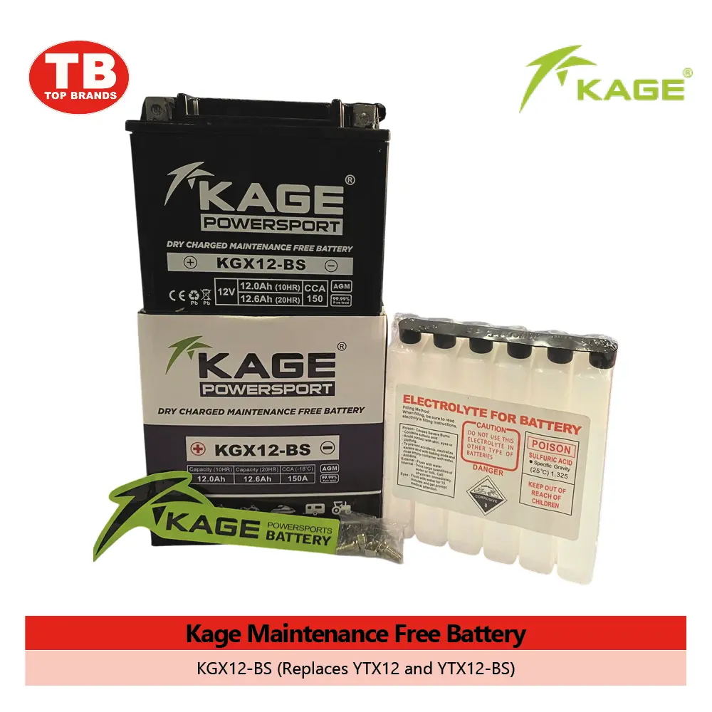 BATTERY MF SEP. ACID / YTX12-BS FOR BIG BIKE (2024) / KAGE (4PCS/BOX) - LZD