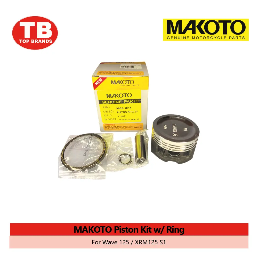 PISTON KIT W/RING PIN & CLIP / W125/XRM125 S1 / MAKOTO - LZD 