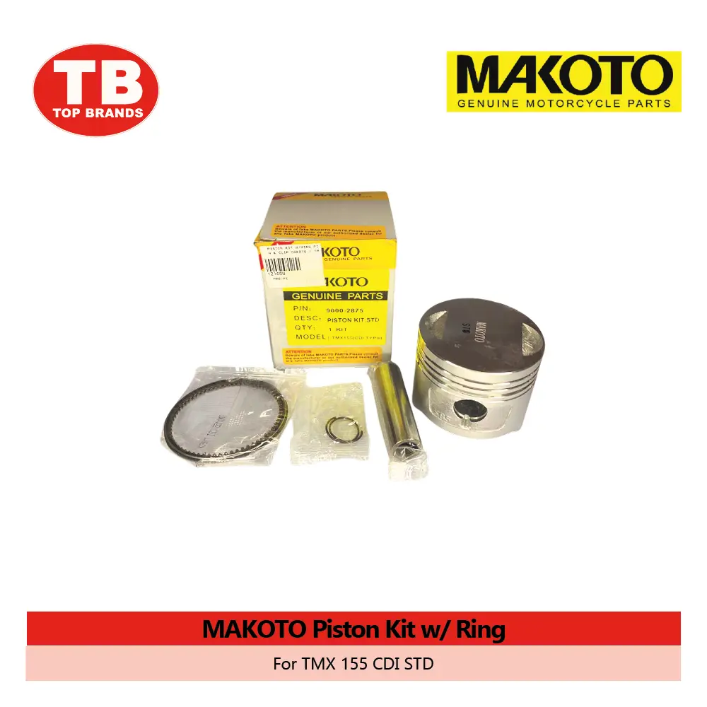 PISTON KIT W/RING PIN & CLIP / TMX155 CDI STD / MAKOTO - LZD