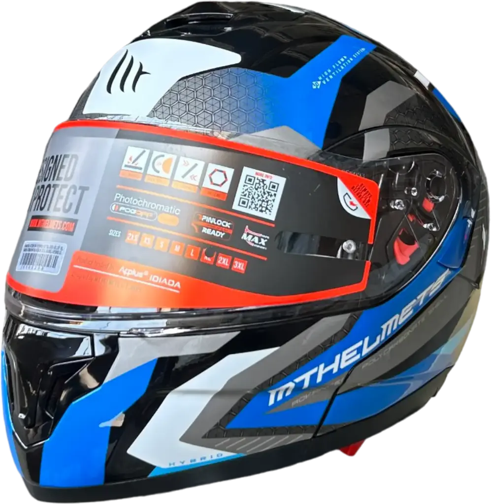 HELMET MT ATOM SV 372 / L BLACK/BLUE HYBRID - LZD