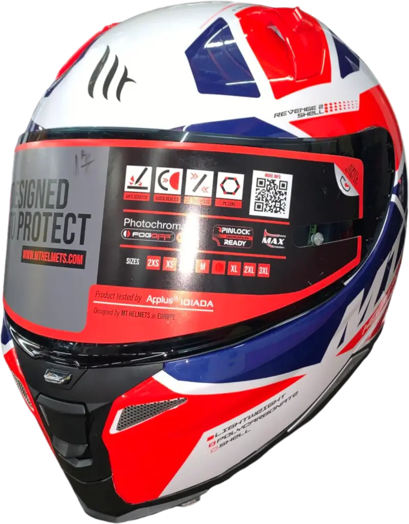HELMET MT REVENGE2 G 1631 / XL WHITE/RED SCALPEL - LZD