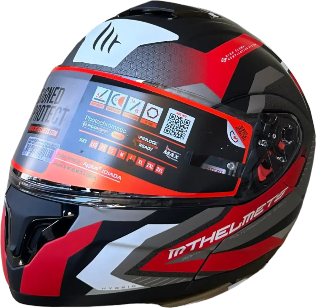 HELMET MT ATOM SV 362M / M M.BLACK/RED HYBRID - LZD - DISPLAY SET