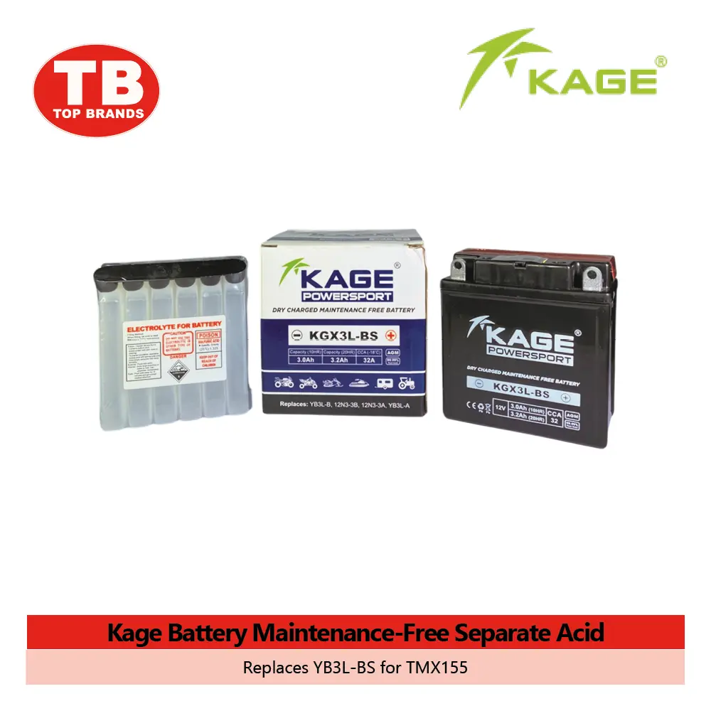 BATTERY MF SEP. ACID / YB3L-BS TMX155 (2024) / KAGE (10PCS/BOX) - LZD 