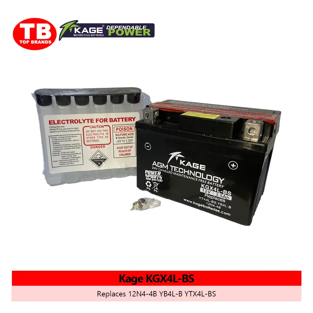 BATTERY MF SEP. ACID / YTX4L-BS XRM/BEAT/SMASH115/MIO I125 (2024) / KAGE (10PCS/BOX) - FMV - LZD 