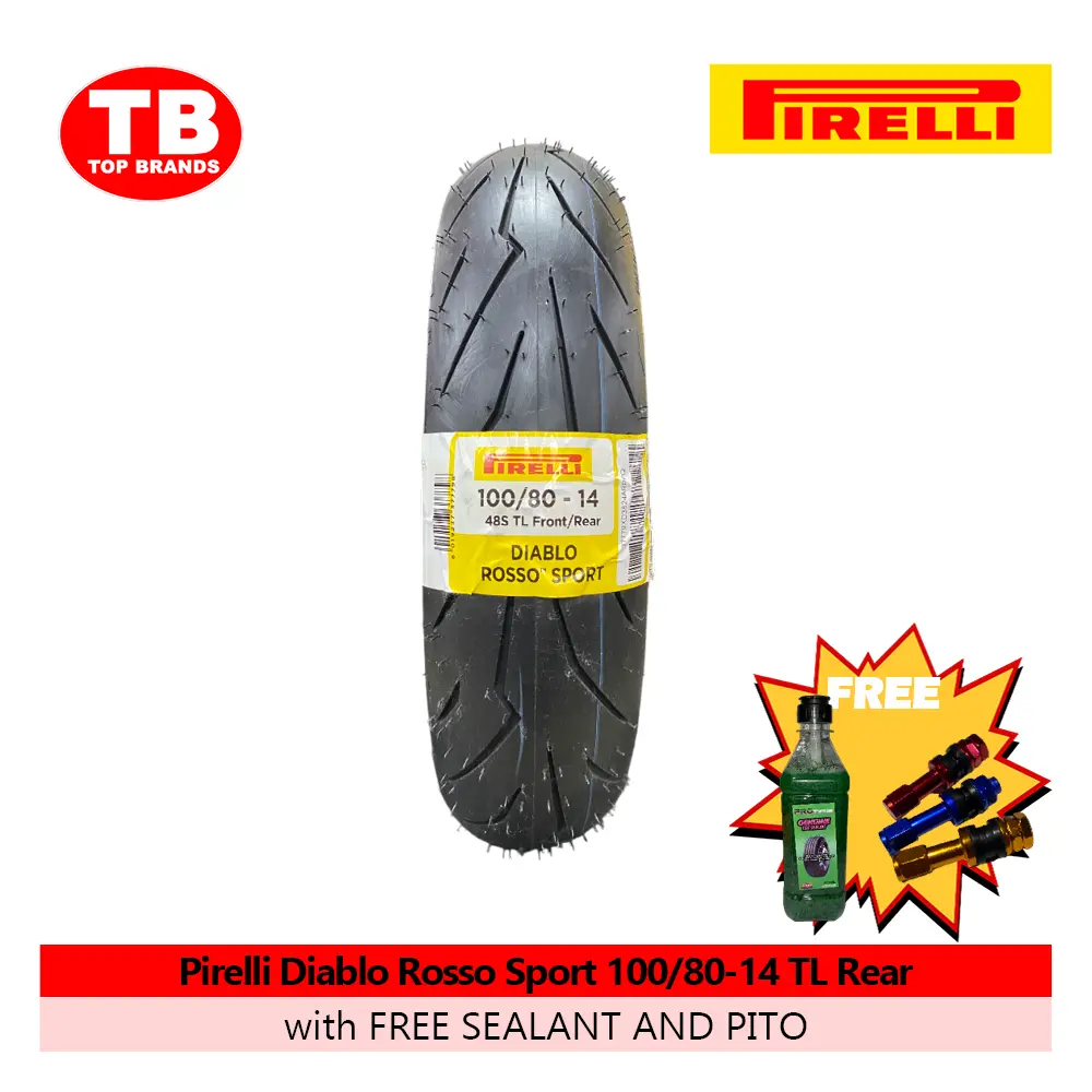 TIRE DIABLO ROSSO SPORT / 100/80-14 TLR (2024) / AIRBLADE 150 PIRELLI / - LZD