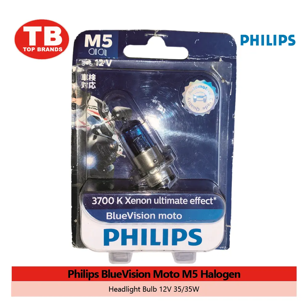 BULB HEAD HALOGEN / M5 12153BV 12V 35/35W 1L BLUEVISION MOTO / PHILIPS - LZD 