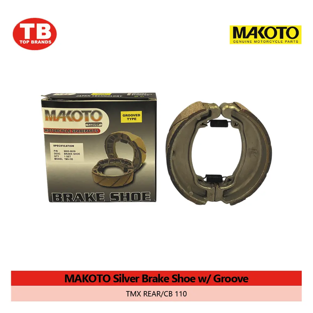 BRAKE SHOE W/GROOVE / TMX REAR / MAKOTO SILVER - LZD 