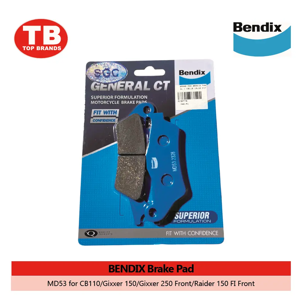BRAKE PAD / CB110/GIXXER150/GIXXER 250 FR/ RAIDER150 FI FRONT MD53 / BENDIX - LZD 
