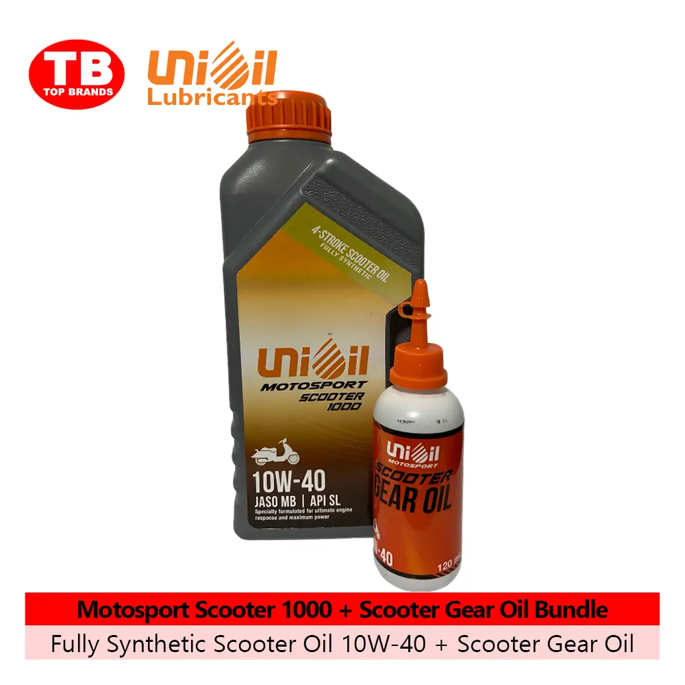 BUNDLE OIL ENGINE UNIOIL SCOOTER 1000 FULLY SYNTH SL AT10W-40+ GEAR OIL  / 12X1.12LX1 - LZD
