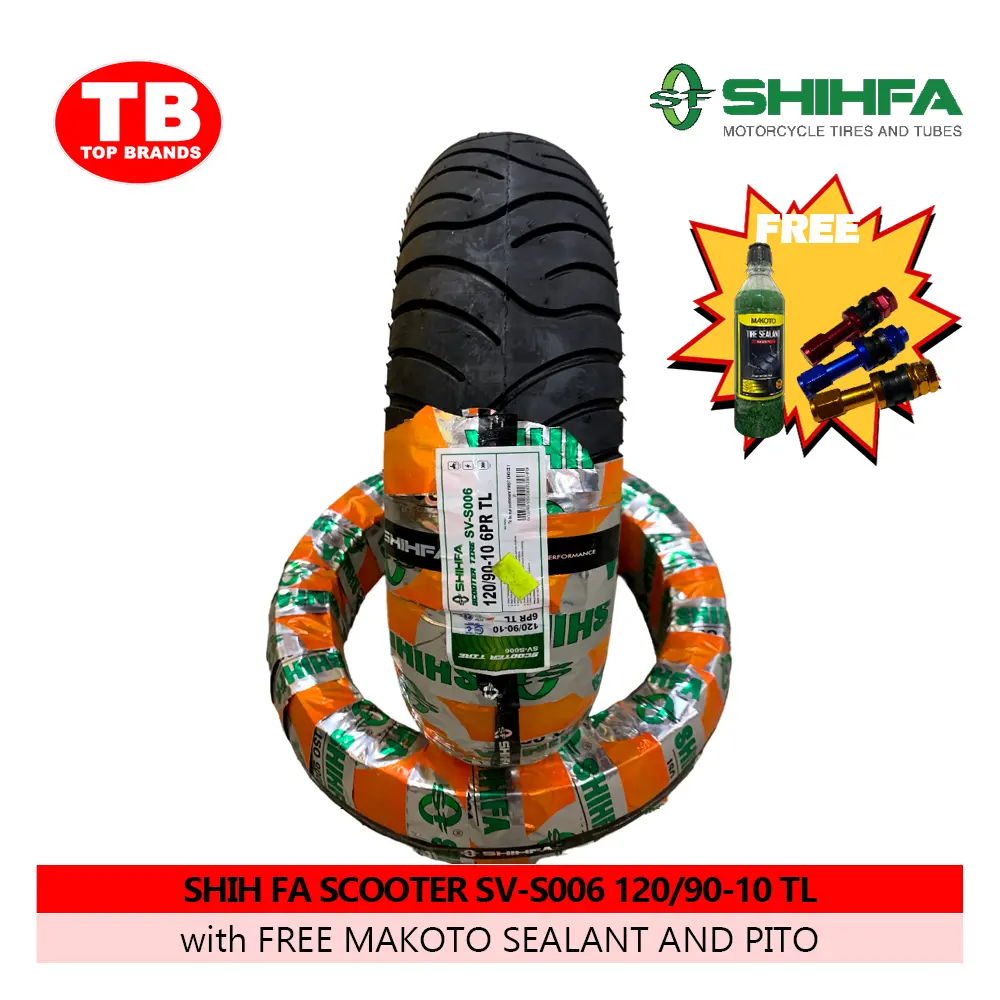 TIRE SHIH FA SCOOTER / TL 120/90-10 SV-S006 6PLY (DOT 2024) BURGMAN- LZD OVERSIZE - FMV 