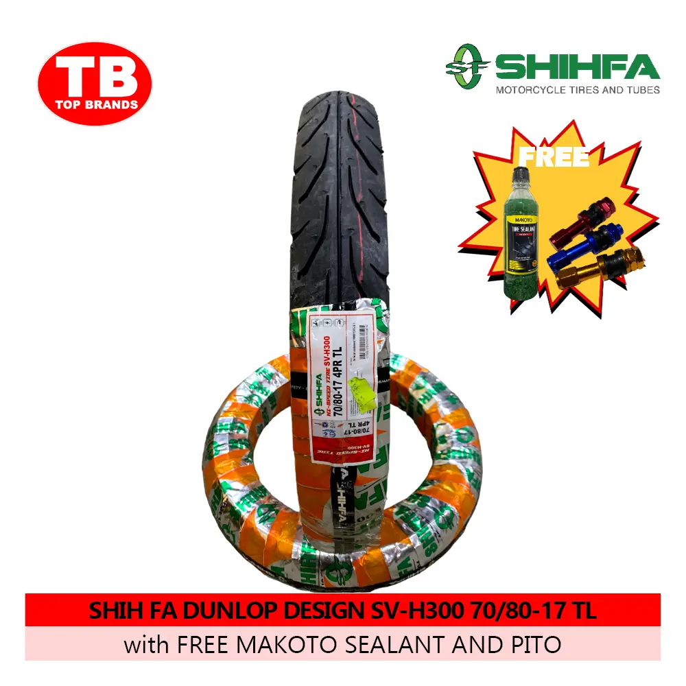 TIRE SHIH FA DUNLOP DESIGN / TL 70/80-17 SV-H300 4PLY (DOT 2024) - LZD