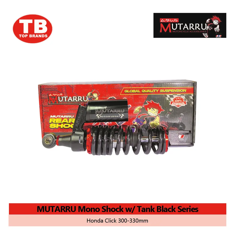 MONO SHOCK MUTARRU W/TANK BLACK SERIES / CLICK 300-330MM BLACK - LZD