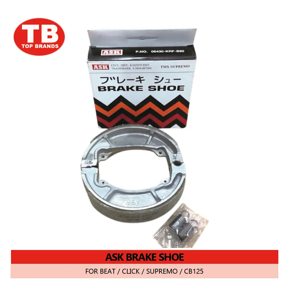 BRAKE SHOE / BEAT/CLICK/SUPREMO/CB125/T MX125 ALPHA FRONT / ASK (100PCS/BOX) - FMV - LZD 