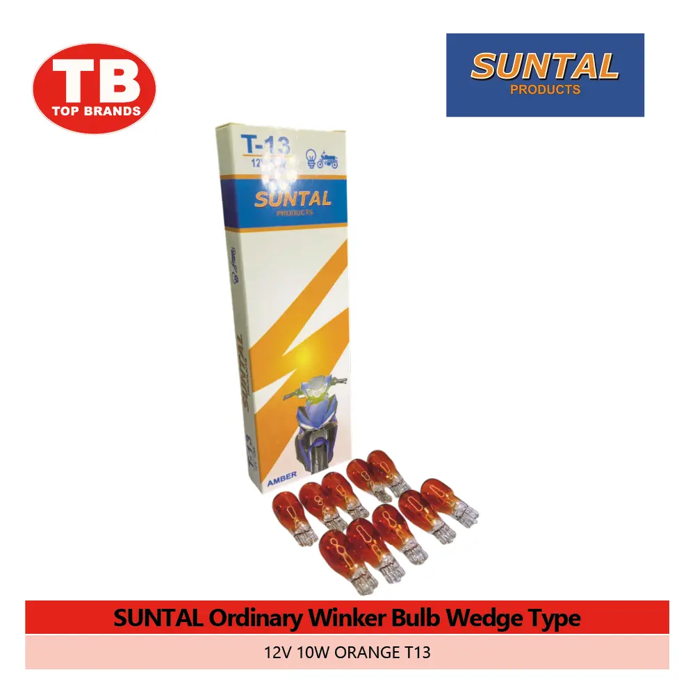 BULB WINKER WEDGE TYPE SUNTAL / T13 12V 10W ORANGE (10PCS/BOX)  - LZD