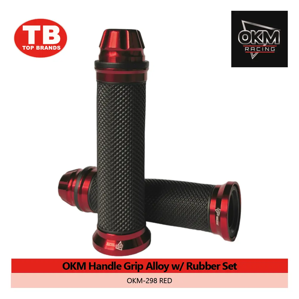 HANDLE GRIP ALLOY W/RUBBER / OKM-298 RED - LZD 