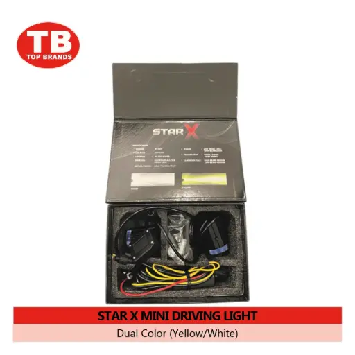 [90040367] MINI DRIVING LIGHT STAR X W/SWITCH / HIGH YELLOW / LOW WHITE (3 COLOR) - LZD