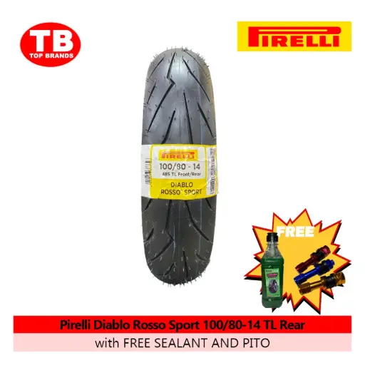 [8019227377798] TIRE DIABLO ROSSO SPORT / 100/80-14 TLR (2024) / AIRBLADE 150 PIRELLI / - LZD