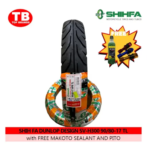[A19682] TIRE SHIH FA DUNLOP DESIGN / TL 90/80-17 SV-H300 6PLY- LZD - FMV 
