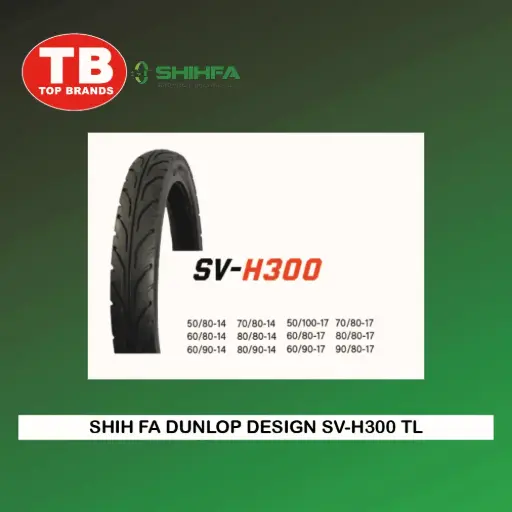[A19979] TIRE SHIH FA DUNLOP DESIGN / TL 80/80-17 SV-H300 4PLY (DOT 2024)- LZD - FMV 