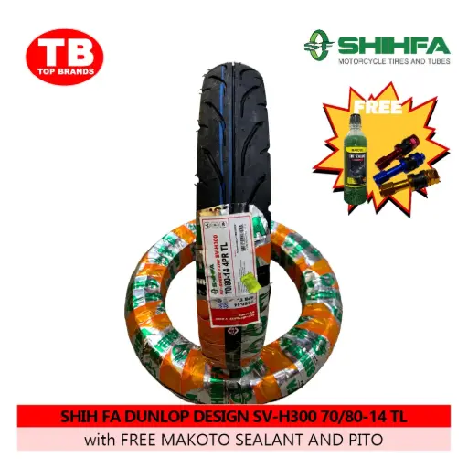 [A20023] TIRE SHIH FA DUNLOP DSIGN / TL 70/80-14 SV-H300 4PLY (DOT 2024) - LZD - FMV 