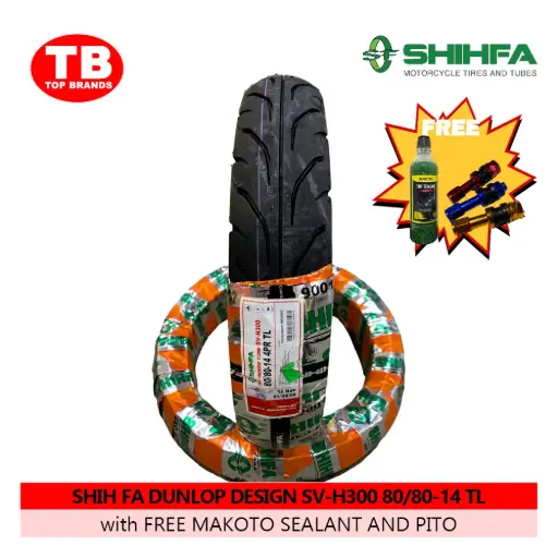 [A20024] TIRE SHIH FA DUNLOP DSIGN / TL 80/80-14 SV-H300 4PLY (DOT 2024) - LZD - FMV 