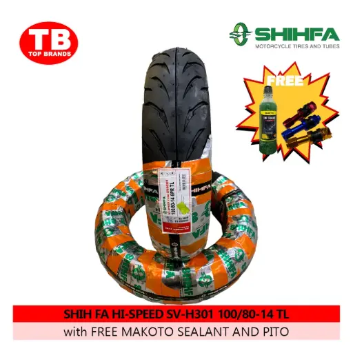 [A20080] TIRE SHIH FA HI-SPEED DSIGN / TL 100/80-14 SV-H301 6PLY (DOT 2024) - LZD - FMV 
