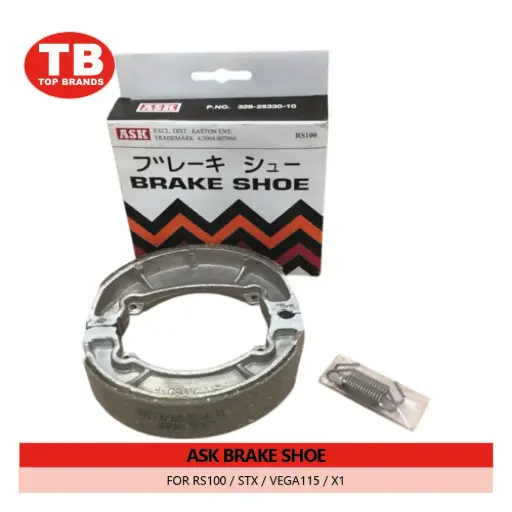 [BRSGRS100] BRAKE SHOE / (100PRS/ BOX) RS100 STX BVEGA115 X-1 YBR125 REAR / ASK - FMV - LZD 