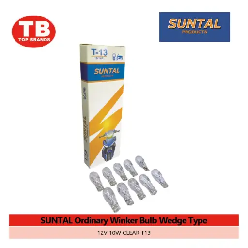 [BU018] BULB WINKER WEDGE TYPE SUNTAL / T13 12V 10W CLEAR (10PCS/BOX) - LZD